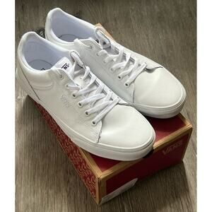 Vans SELDAN Tumble White Leather Low Top Sneakers Lace Up Women's Size 11